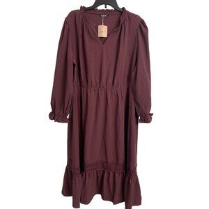 NWT Bloomchic 18-20 Minimalist Lace Puff Ruffel Sleeves Midi Dress